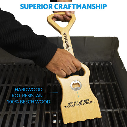Kona Safe/Clean Wood Grill Scraper - Ideal for Cleaning Outdoor Grills | Compatible with Weber & Traeger Grills - Durable Wooden BBQ Scraper for Grill Grate, Bristle Free, Safer Than Wire Brush