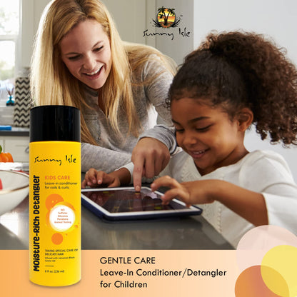 Sunny Isle Kids Care Moisture-Rich Leave-In Detangler 8oz | Gentle Care Non-Greasy Conditioner for Children's Coils, Waves, Curls | Jamaican Black Castor Oil Infused