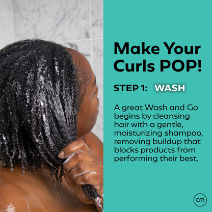 CurlMix Wash & Go Shampoo for Curly Hair - Deep Cleansing Shampoo Removes Buildup