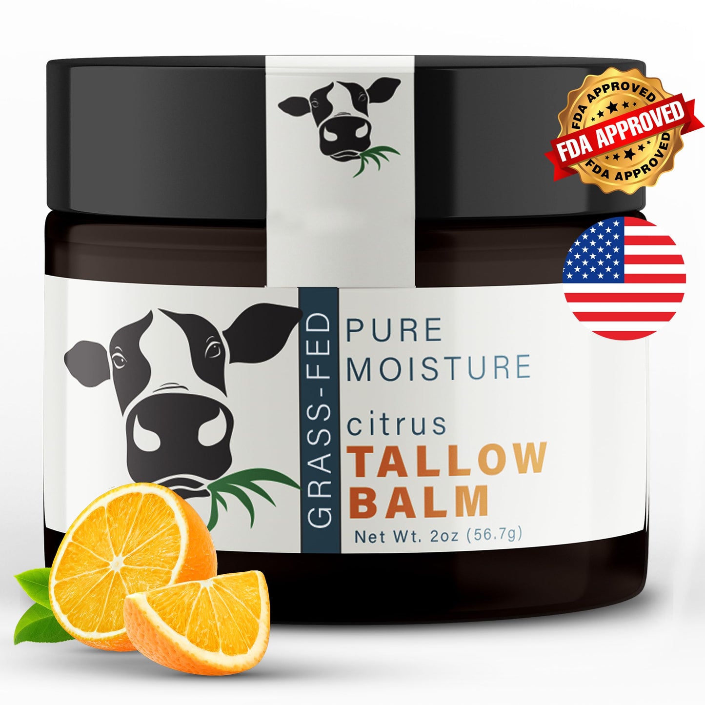 Grass Fed Beef Tallow for Skin - Tallow Face Moisturizer - Beef Tallow Balm for Face - Head to Toe Tallow Skin Care - Grass Fed Beef Tallow Moisturizer - Organic Beef Tallow for Face (Citrus)