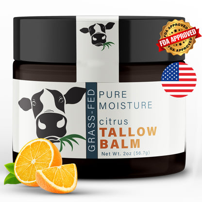Grass Fed Beef Tallow for Skin - Tallow Face Moisturizer - Beef Tallow Balm for Face - Head to Toe Tallow Skin Care - Grass Fed Beef Tallow Moisturizer - Organic Beef Tallow for Face (Citrus)