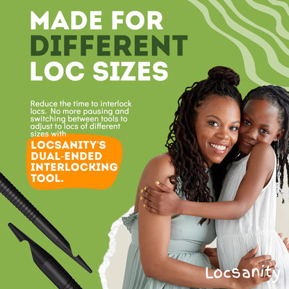 Locsanity Interlocking Tool for Locs - Dual-Ended Metal Dreadlock Crochet Needle - Sisterlock Retightening Tool, Loc Maintenance - Hair Styling Dreads, Microlocks, Small/Medium Locs