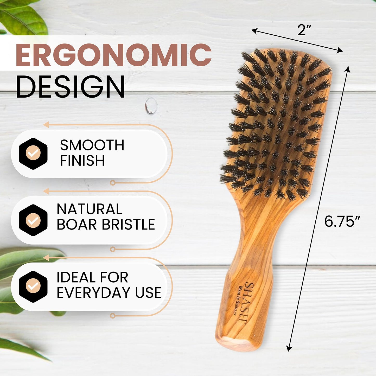 Since 1869 Hand Made in Germany - Robust Craftsman 100% Boar Bristle Hair Brush for Men, Suitable For Thin To Normal Hair, Firm, Naturally Conditions Hair, Improves Texture and Stimulates the Scalp