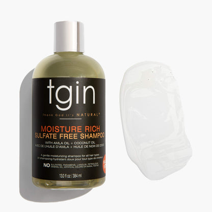 tgin Moisturizing Shampoo & Conditioner Duo for Curly, Coily and Wavy Hair, Sulfate Free, Moisturizes and Detangles Dry Hair, 13 oz (Set)