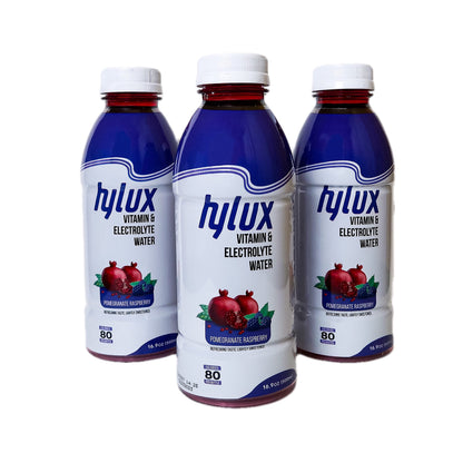 Hylux Pomegranate & Raspberry Bottle Water Case of 12 - - Electrolyte Drinks with Crisp, Refreshing Taste - Fast Hydration Drink - Lightly Sweetened Antioxidant Drink with Fewer Calories Per Bottle