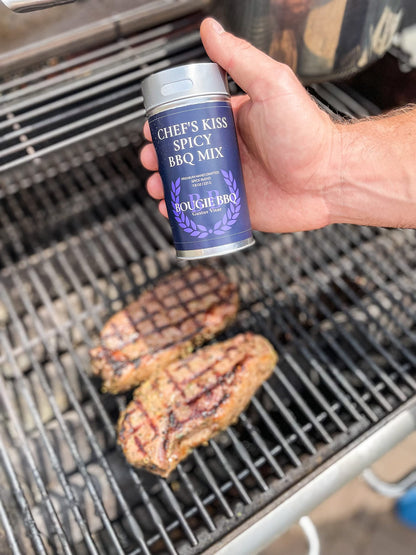 Chef's Kiss Spicy BBQ Mix | Gourmet Seasoning, Artisanal Spice Blend | All Natural, Non GMO | Hand Crafted in Small Batches in USA | No MSG or Artificial Ingredients | GLP-1 Friendly | Sustainably Sourced, Ultra Premium Seasoning | Bougie BBQ | Gustus Vit