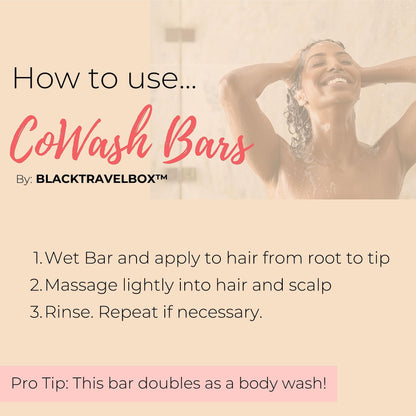 BlackTravelBox Solid Co-Wash Bar With Sunflower And Calendula To Refresh And Restore Hair Texture In-Between Shampoo Days, Easy 2-In-1 For Waves, Curls, And Coils, TSA Friendly - 2.6 Oz