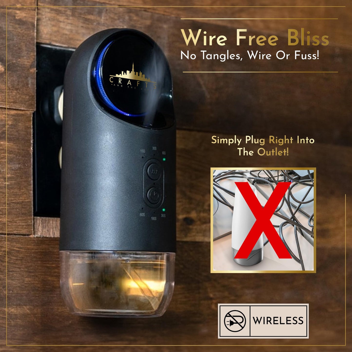 Wireless Waterless Essential Oil Plug in Wall Diffuser for Outlet, Crafts And The City- Cordless Luxury Scent Collection w/No Water for Home, Rooms, Hotel, Travel – Electric Cold Air Mist Nebulizer