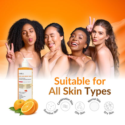 Nasola Kojic Acid Soap Body Wash + Turmeric Vitamin C Organic Natural Moisturizing Exfoliating Unscented Korean Cleansing Shower Gel for Women Men - 11.83 Fl Oz