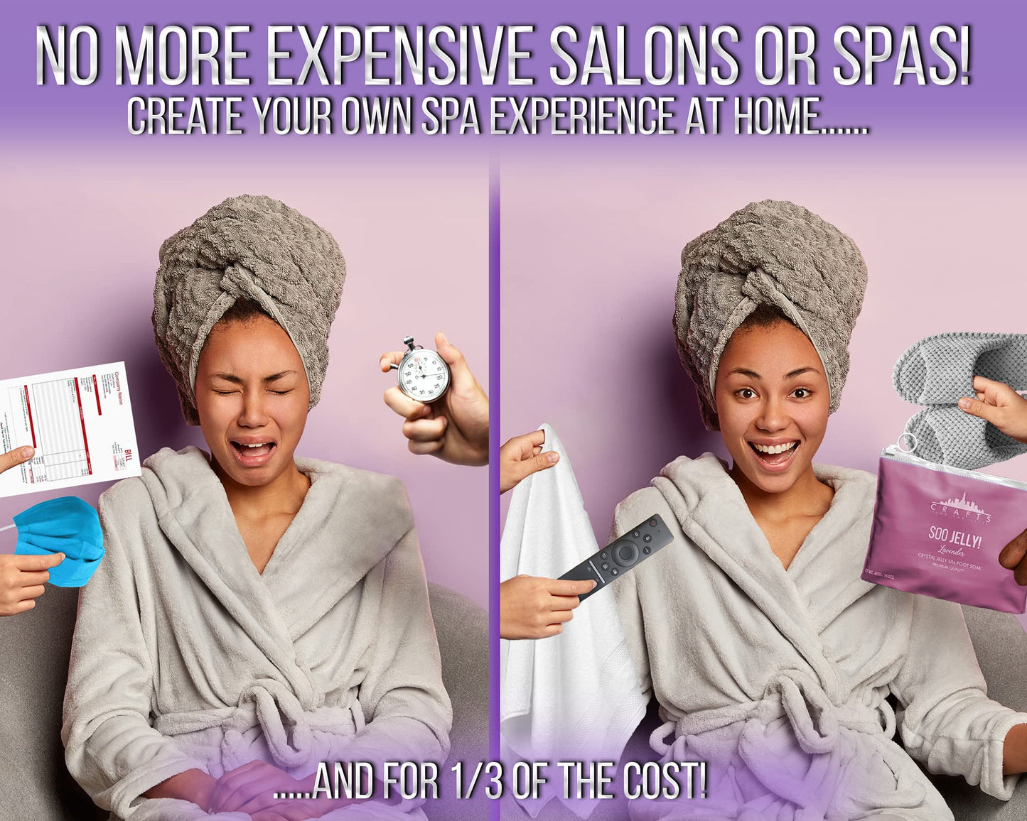 Crafts And The City SOO Jelly Pedicure Packs - Pedicure Foot Soak For Feet - Moisturizing Jelly Spa Pedi Soak - Foot Spa Bath Soak For Soaking - Pedicure Foot Gel (Lavender)