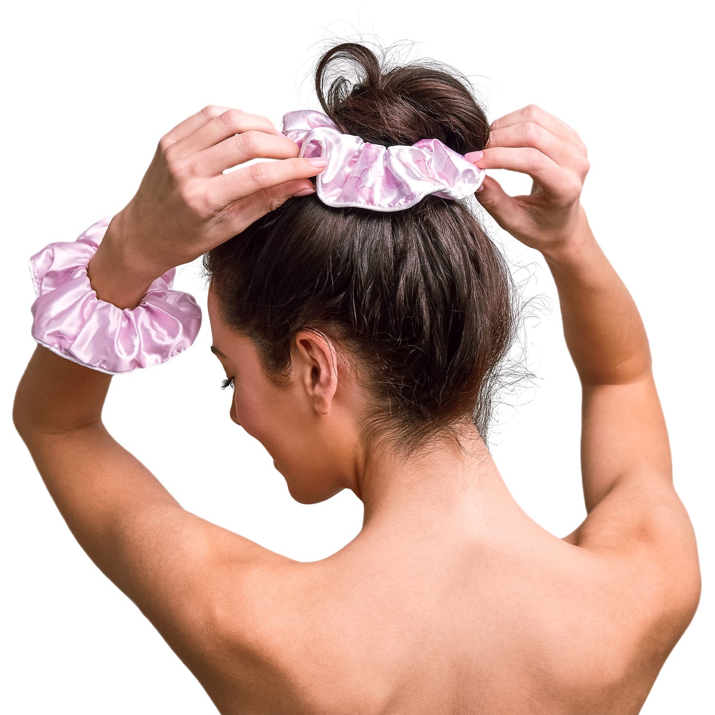 Grace & Company Silky Satin Scrunchies for Women - Premium Satin Silk Scrunchies, No-Crease Hair Ties for Curly, Thick or Fine Hair - 2pk Oeko-Tex Certified Satin Scrunchies - Arabella