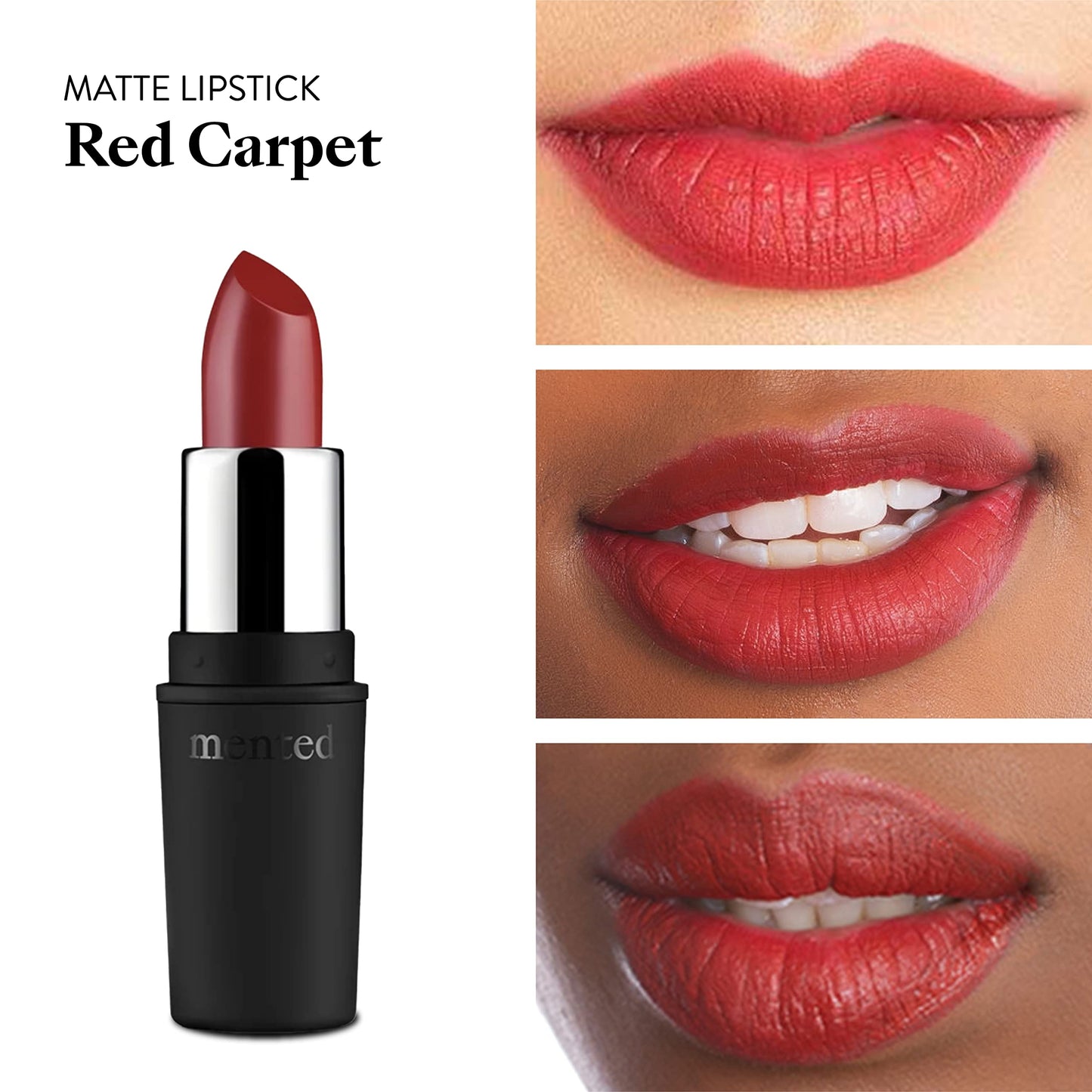 Mented Cosmetics Red Matte Lipstick - Red Carpet Deep Red, Long Lasting Lipstick - Waterproof, Dark Red Lip Stain - Red Lipstick - Smudge proof Matte Red Lipstick for 24 Hour Stay - Dark Lip Color