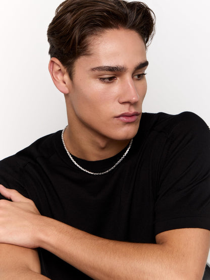 MATEO New York, Square Link Chain Necklace, Silver