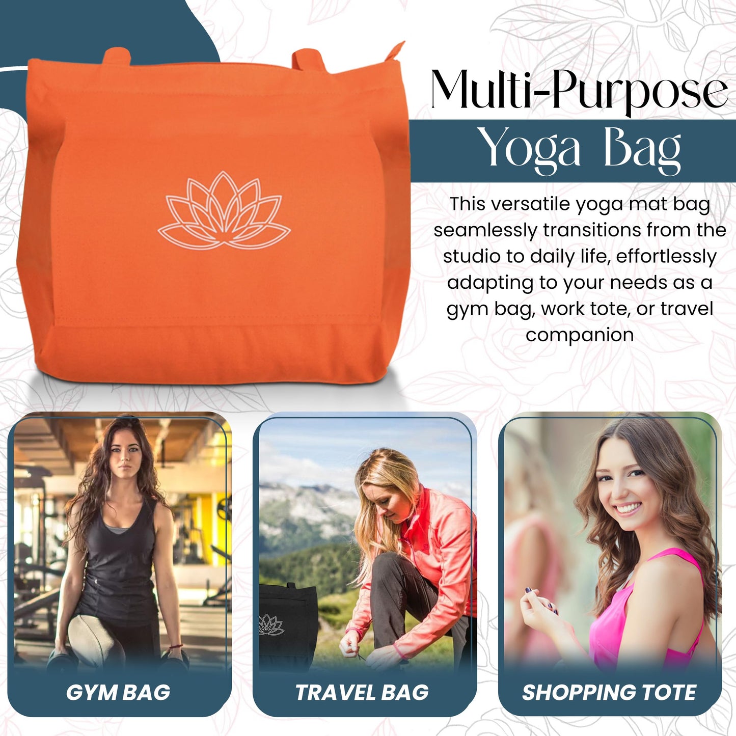 Yoga Mat Bag Carrier - Yoga Mat Bag for Women - Workout Bag for Women - Yoga Mat Holder - Gym Tote Bag for Women - Yoga Bag for Mat - Yoga Bags and Carriers Fits All Your Stuff - Yoga Mat Carrying Bag