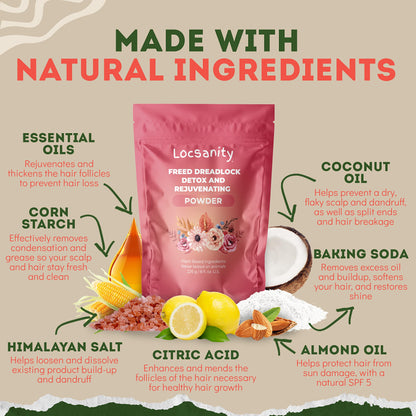 Locsanity Dreadlock Hair Scalp Detox - Deep Clean Dreadlock Powder, Cleansing Conditioner - Natural Hair Cleanser for Build Up - ACV Alternative, Loc Care and Maintenance Products