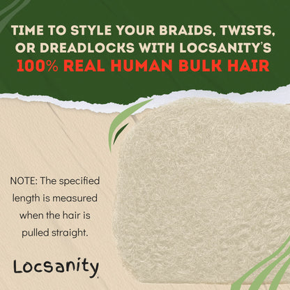 Locsanity Afro Kinky 100% Bulk Natural Human Hair - Braiding Hair for Dreadlocks, Loc Repair, Dreadlock Extensions, Twists, Braids - 8 Inches Long, 1 Oz