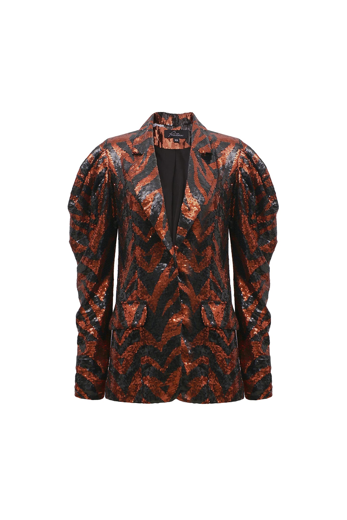 Pantora Women's Selena Sequin Blazer, Tiger Print, Small