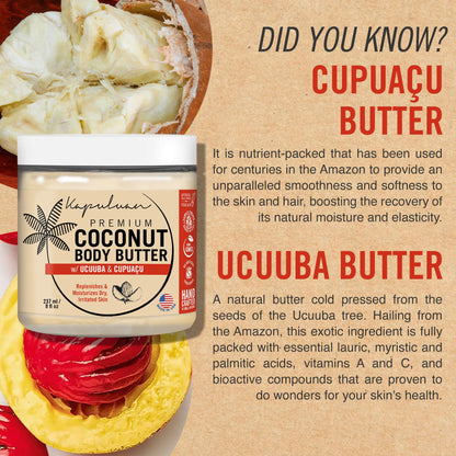 Kapuluan Coconut Body Butter for Women Dry Skin, Body Butter with All Natural Coconut Oil, Ucuuba Butter & Cupuaçu Butter,Body Cream Whipped Body Butter for Women (Tiger Orchid and Wild Cherry Scent)