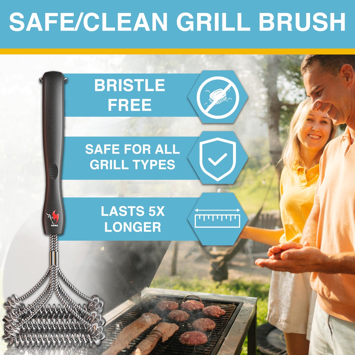 Coil Grill Brush & Grill Spray Cleaner - Safe/Clean Bristle-Free BBQ Grill Brush & Heavy-Duty, No-Drip Grill Spray, Eco-Friendly Degreaser (23 oz) - Perfect for Outdoor Grilling & Cleaning