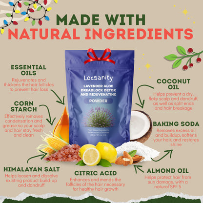 Locsanity Dreadlock Hair Scalp Detox - Deep Clean Dreadlock Powder, Cleansing Conditioner - Natural Hair Cleanser for Build Up - ACV Alternative, Loc Care and Maintenance Products