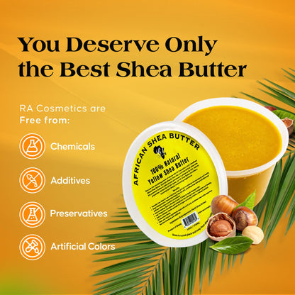 RA Cosmetics 100% Pure African Shea Butter, Golden - Unrefined, Raw African Luxury Head-to-Toe Moisture Miracle for Radiant Skin and Luscious Hair - Sourced from Ghana - 16 oz Jar
