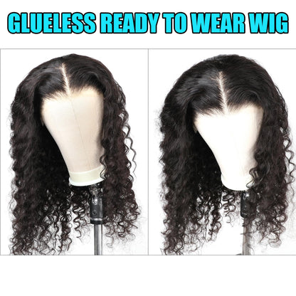 BLY Wear and Go Glueless Wig 13x4 Full HD Skinlike Lace Frontal Wigs Human Hair Pre Cut Lace Pre Plucked Loose Deep Wave Hair Ready to Wear Wig for Women Natural Black Color 24 Inch