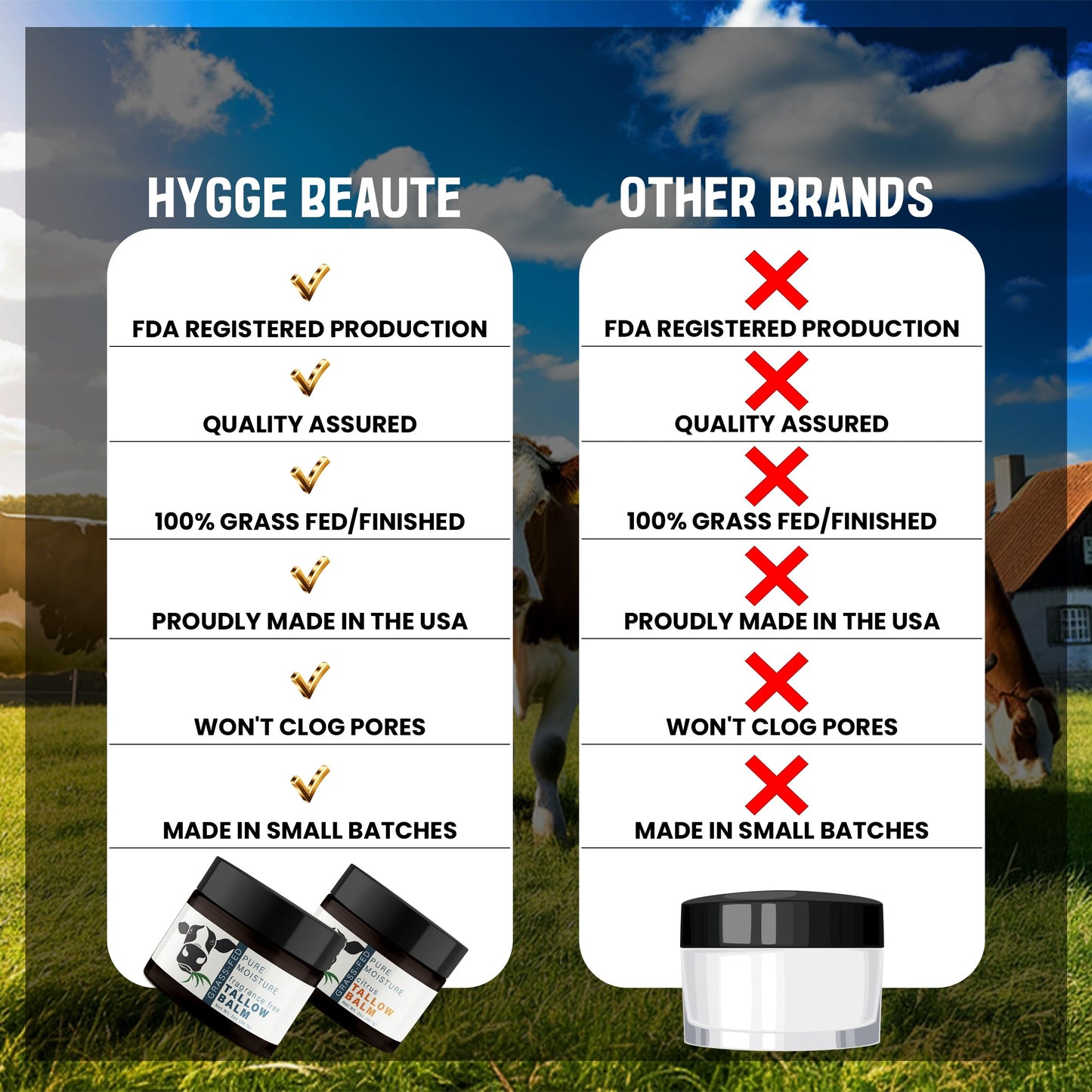 Grass Fed Beef Tallow for Skin - Tallow Face Moisturizer - Beef Tallow Balm for Face - Head to Toe Tallow Skin Care - Grass Fed Beef Tallow Moisturizer - Organic Beef Tallow for Face (Fragrance Free)