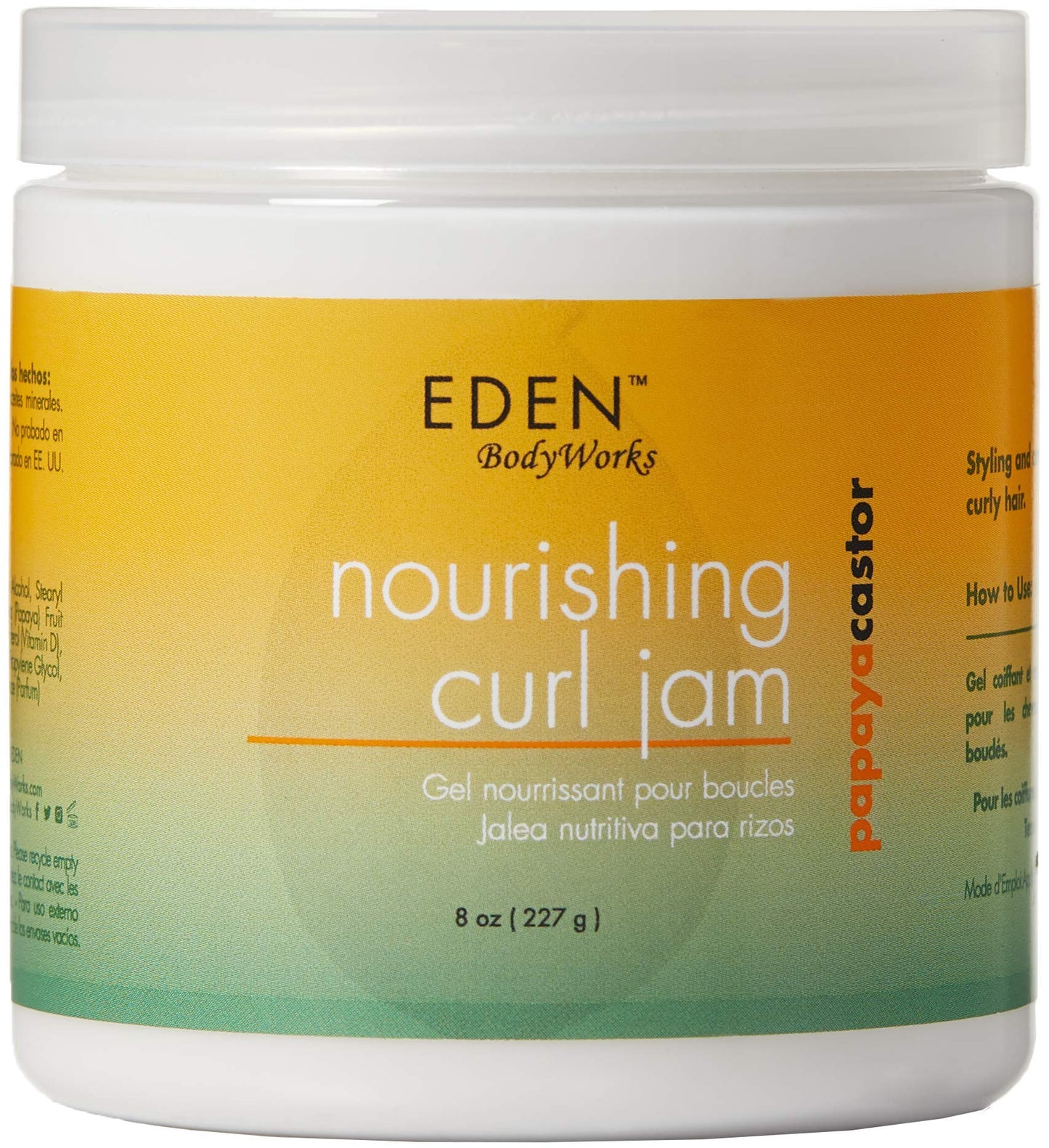 EDEN BodyWorks Papaya Castor Nourishing Curl Jam - Frizz Control, Moisturizing Curl Cream for Curly Hair & Scalp - 8 oz