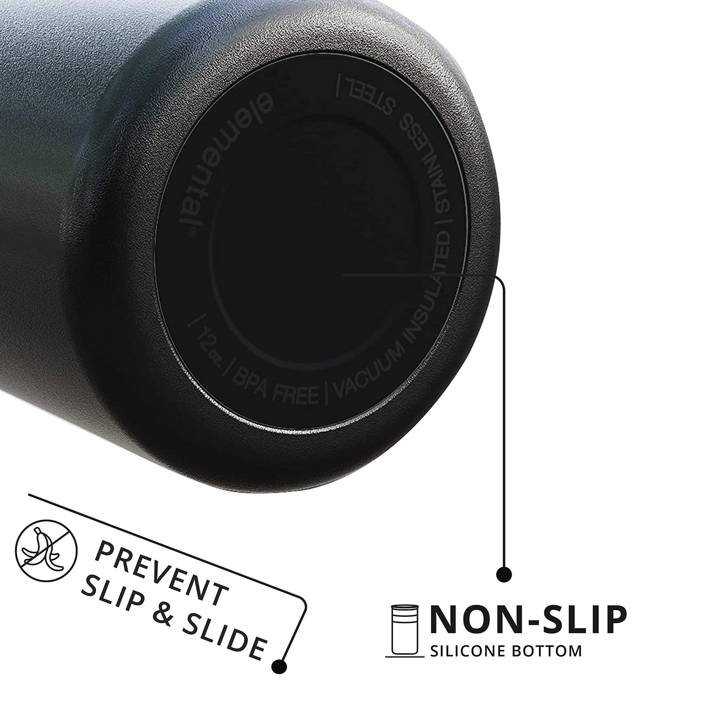 Elemental Artisan Insulated Tumbler, Triple Wall Coffee Travel Mug, Reusable Stainless Steel Coffee Tumbler with Ceramic Lid, Thermal Coffee Cups for Hot (6 Hrs) & Cold (18 Hrs), 12oz - Matte Black