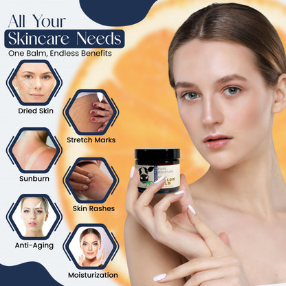 Grass Fed Beef Tallow for Skin - Tallow Face Moisturizer - Beef Tallow Balm for Face - Head to Toe Tallow Skin Care - Grass Fed Beef Tallow Moisturizer - Organic Beef Tallow for Face (Citrus)