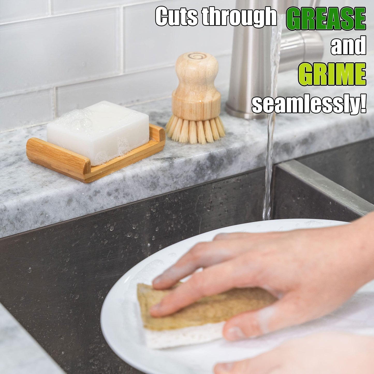 Tieralia Handcrafted Dish Bar Soap - Plant-Based, Zero Waste, Vegan Soap, Unscented Soap, Dish Soap - 5.64oz (Dish Bar Soap)