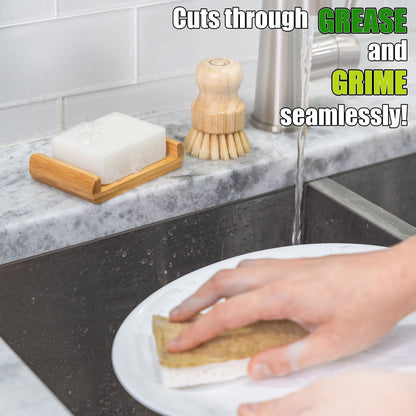 Tieralia Handcrafted Dish Bar Soap - Plant-Based, Zero Waste, Vegan Soap, Unscented Soap, Dish Soap - 5.64oz (Dish Bar Soap)