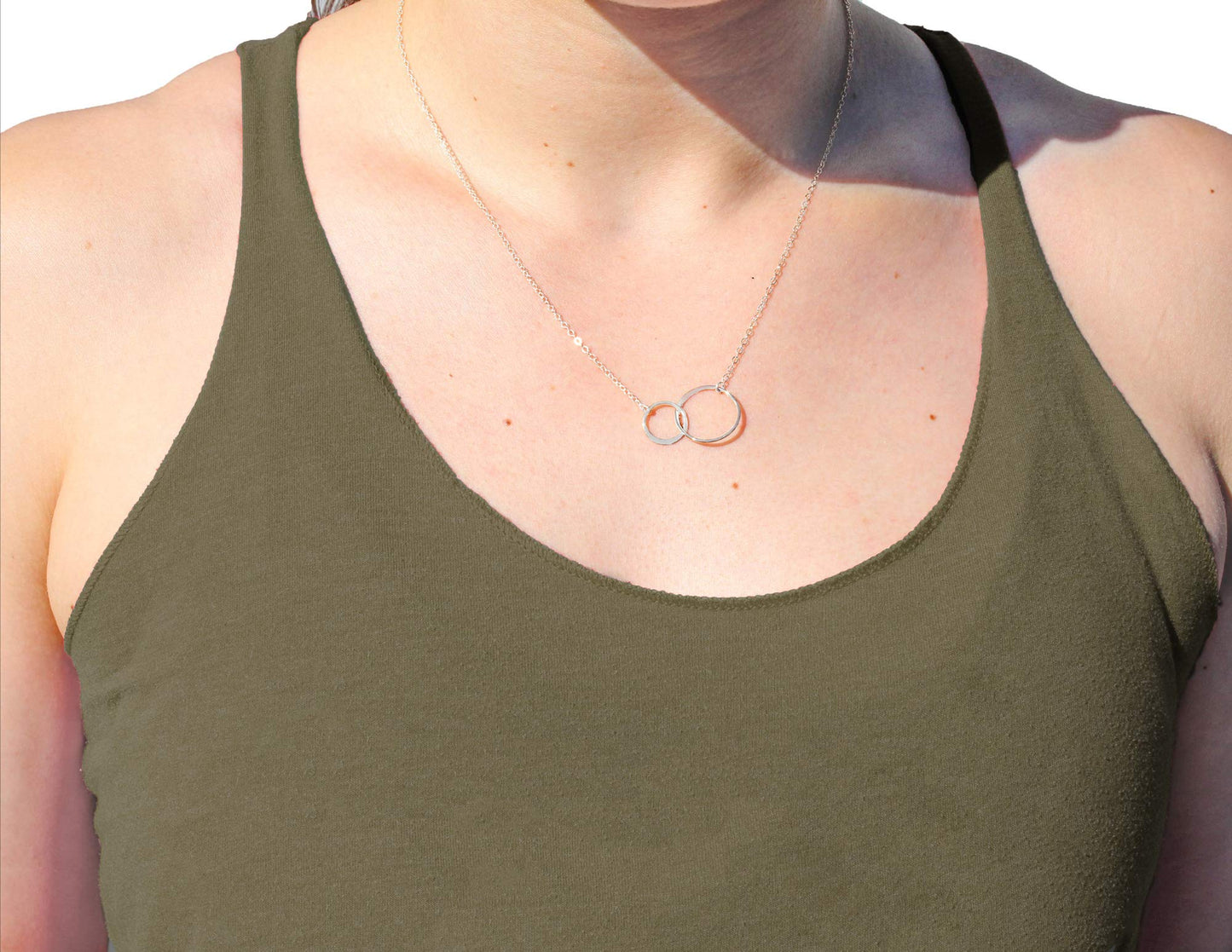 Wild Moonstone Mother and Daughter - Infinity Necklace - 2 Interlocking Circles - Dainty 925 Sterling Silver Jewelry - 16" - 18" - Mother's Day Gift