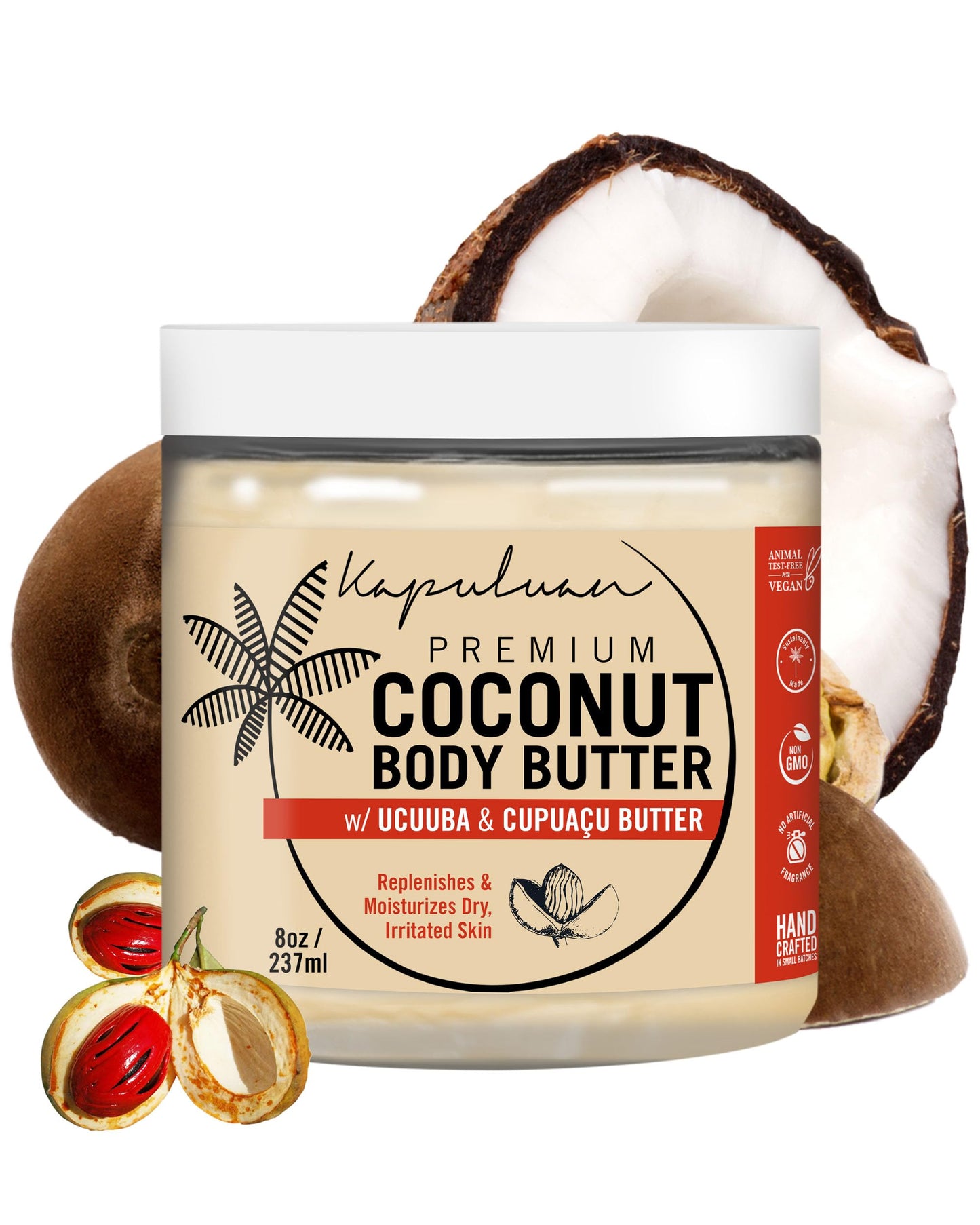 Kapuluan Coconut Body Butter for Women Dry Skin, Body Butter with All Natural Coconut Oil, Ucuuba Butter & Cupuaçu Butter,Body Cream Whipped Body Butter for Women.