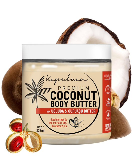 Kapuluan Coconut Body Butter for Women Dry Skin, Body Butter with All Natural Coconut Oil, Ucuuba Butter & Cupuaçu Butter,Body Cream Whipped Body Butter for Women.