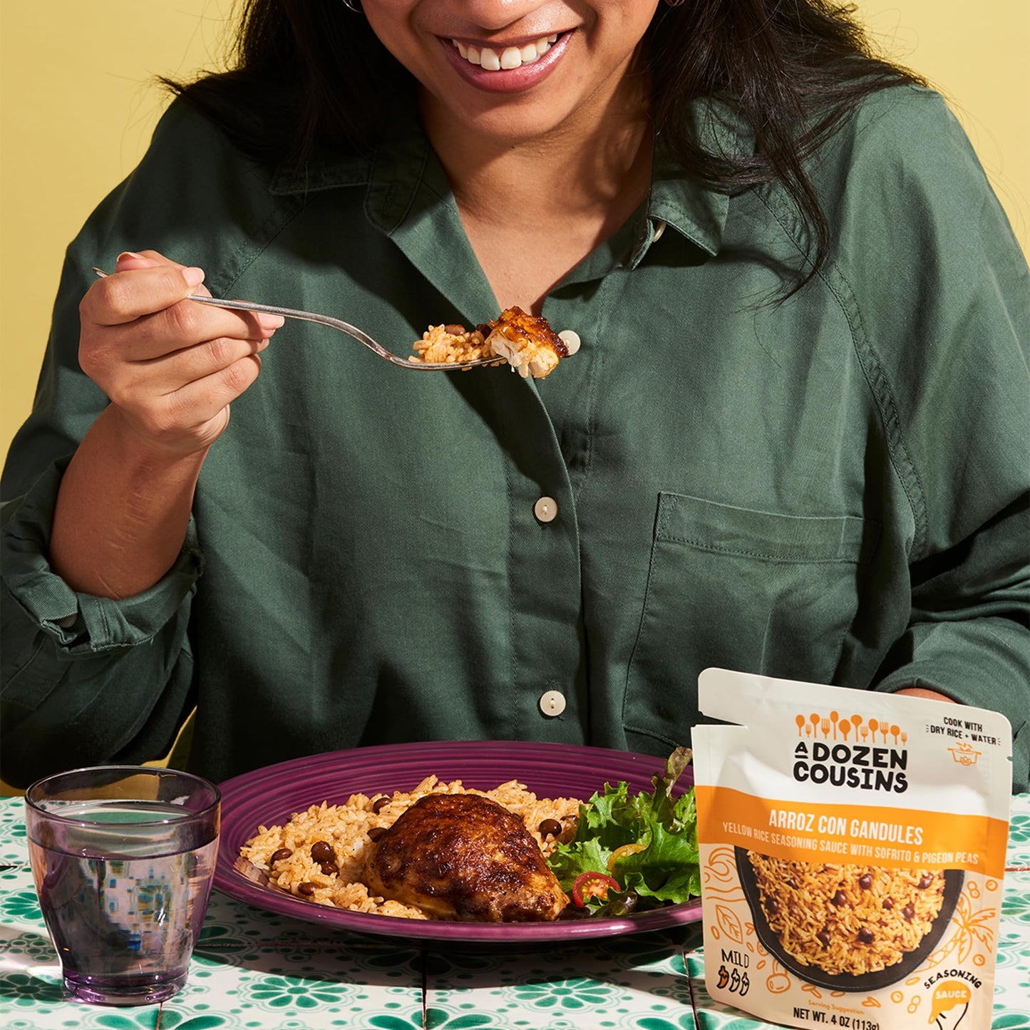 A Dozen Cousins Rice Seasoning Sauce Packets - Season and Prepare Your Own Rice Dishes - 10 Pack - Arroz Con Gandules - 4 oz Packet