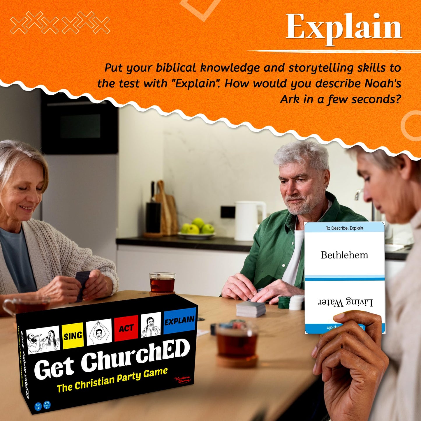 Kulture Games Get ChurchED - The Christian Party Game (Sing, Act/Charades, Explain) - Christian Gifts - Bible Trivia Game - Charades Games for Family & Youth Groups - Christian Cards – Bible Quiz