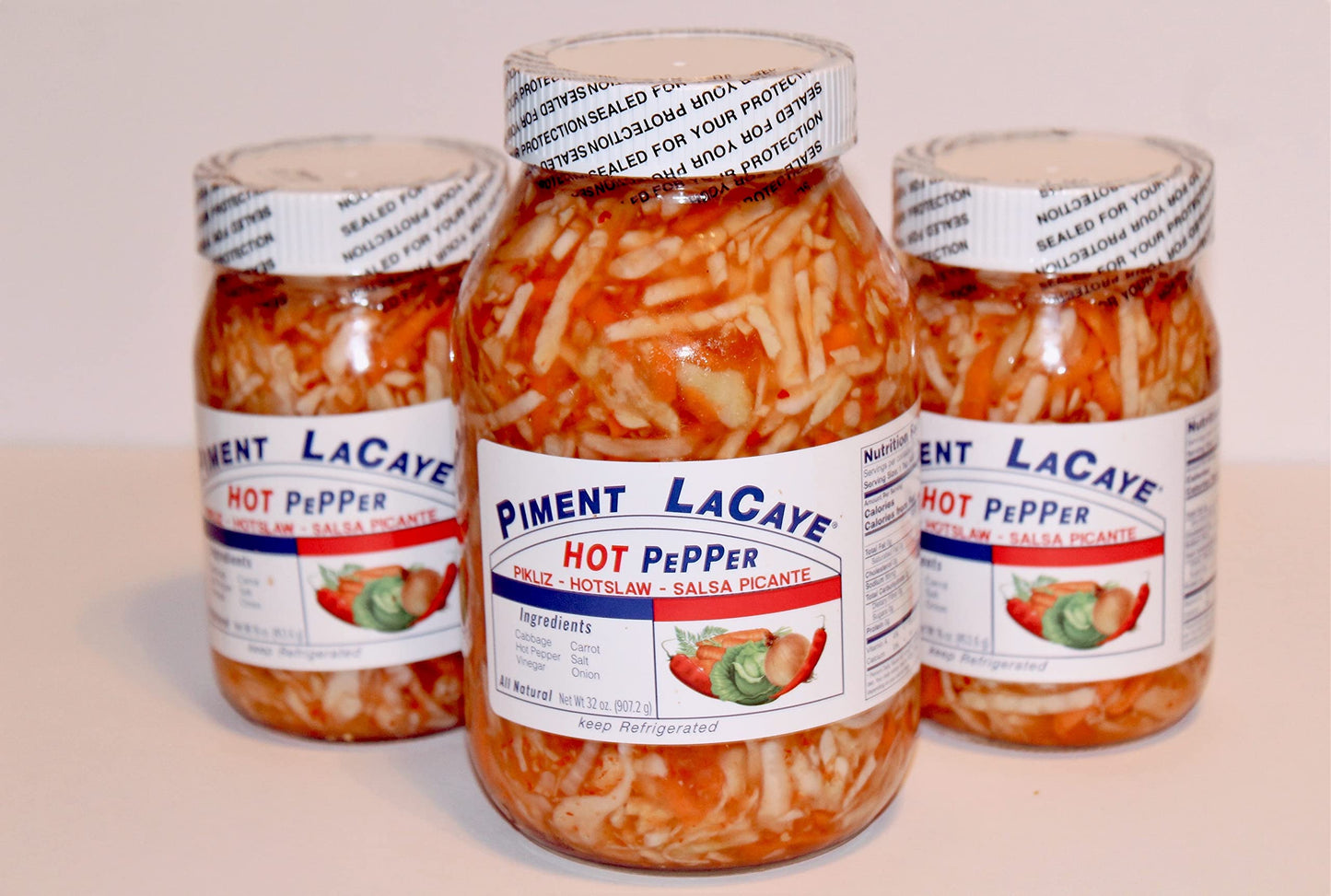 Piment Lacaye, Chris Food & Products Authentic Haitian Pikliz. 1 32oz Glass Jar, Hot slaw, Food Dressing, Relish, Picante, Pickled Salad, Haitian Caribbean Food,Pikliz, Salsa, Vegan and Keto Friendly, Fresh Made