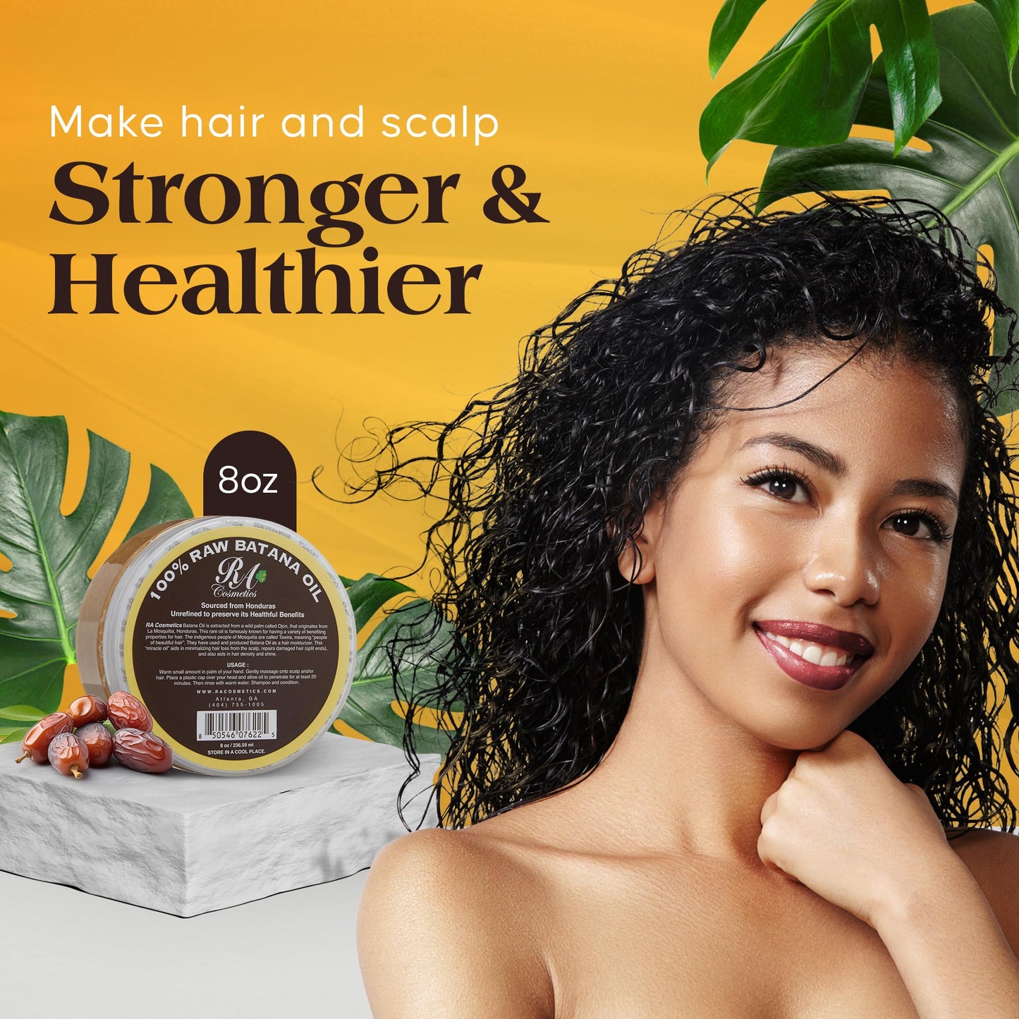 RA COSMETICS 100% Natural Unrefined Batana Hair Oil for Growth, Repair & Strength | 8 oz Nourishing Moisturizer for Damaged Hair from Honduras