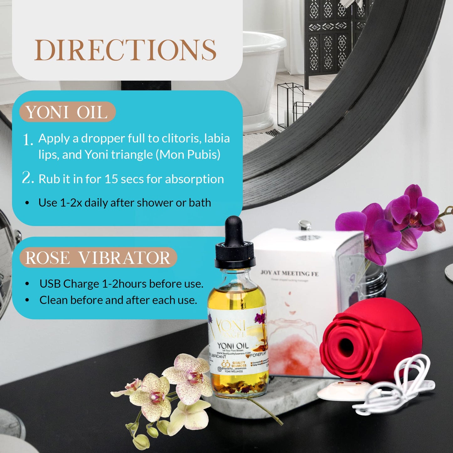 USA Made Yoni Oil, Mint Fresh Feminine Care Oil, Reduces Odor, Restores pH Balance, All Natural, Herbal Yoni Blend with Tea Tree Oil, Mint, Lemongrass, Jasmine & Chamomile Oils, 2 oz