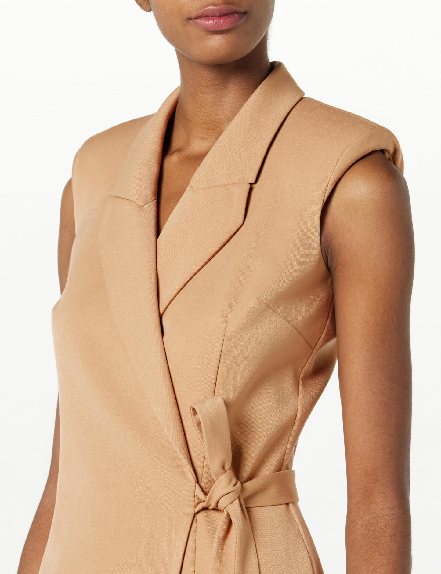 Sleeveless Wrap Dress, 4, Camel