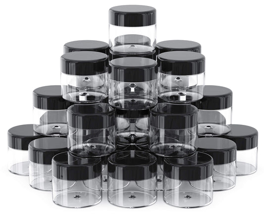 60 pieces 1oz containers with lids Plastic Container Jar, Refillable Cosmetic Sample 1 oz clear containers with lids, Small Plastic 30g 30ml Ounce Slime, Acrylic, Body Butter, Cream, Lotion
