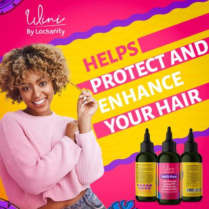 Locsanity Wini Pure 100% Cold Pressed Coconut Oil For Hair and Skin, 4 Fl Oz