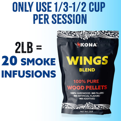 Kona Wings Blend Smoker Pellets, Intended for Ninja Woodfire Outdoor Grill, 2 lb Resealable Bag