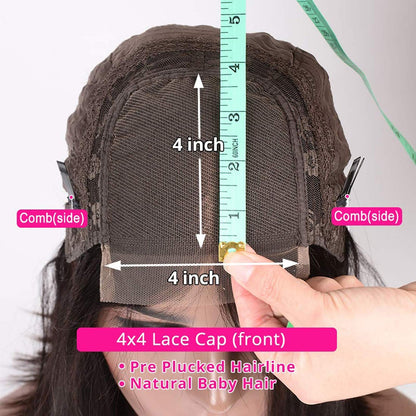 BLY Human Hair Lace Front Wig Deep Wave 4x4 Lace Closure HD Transparent Wigs for Women 180% Density Brazilian Virgin Hair Pre Plucked with Baby Hair Natural Black Color 18 Inch