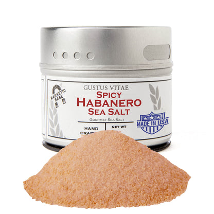 Spicy Habanero Sea Salt | Authentic Artisanal Seasoning | All Natural, Non GMO | Hand Crafted in Small Batches | Made in USA | Sustainably Sourced, Ultra Premium Sea Salt | GLP-1 Friendly | Naturally Infused | Magnetic Tin | Gustus Vitae | #34