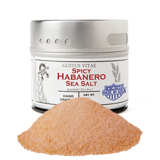 Spicy Habanero Sea Salt | Authentic Artisanal Seasoning | All Natural, Non GMO | Hand Crafted in Small Batches | Made in USA | Sustainably Sourced, Ultra Premium Sea Salt | GLP-1 Friendly | Naturally Infused | Magnetic Tin | Gustus Vitae | #34