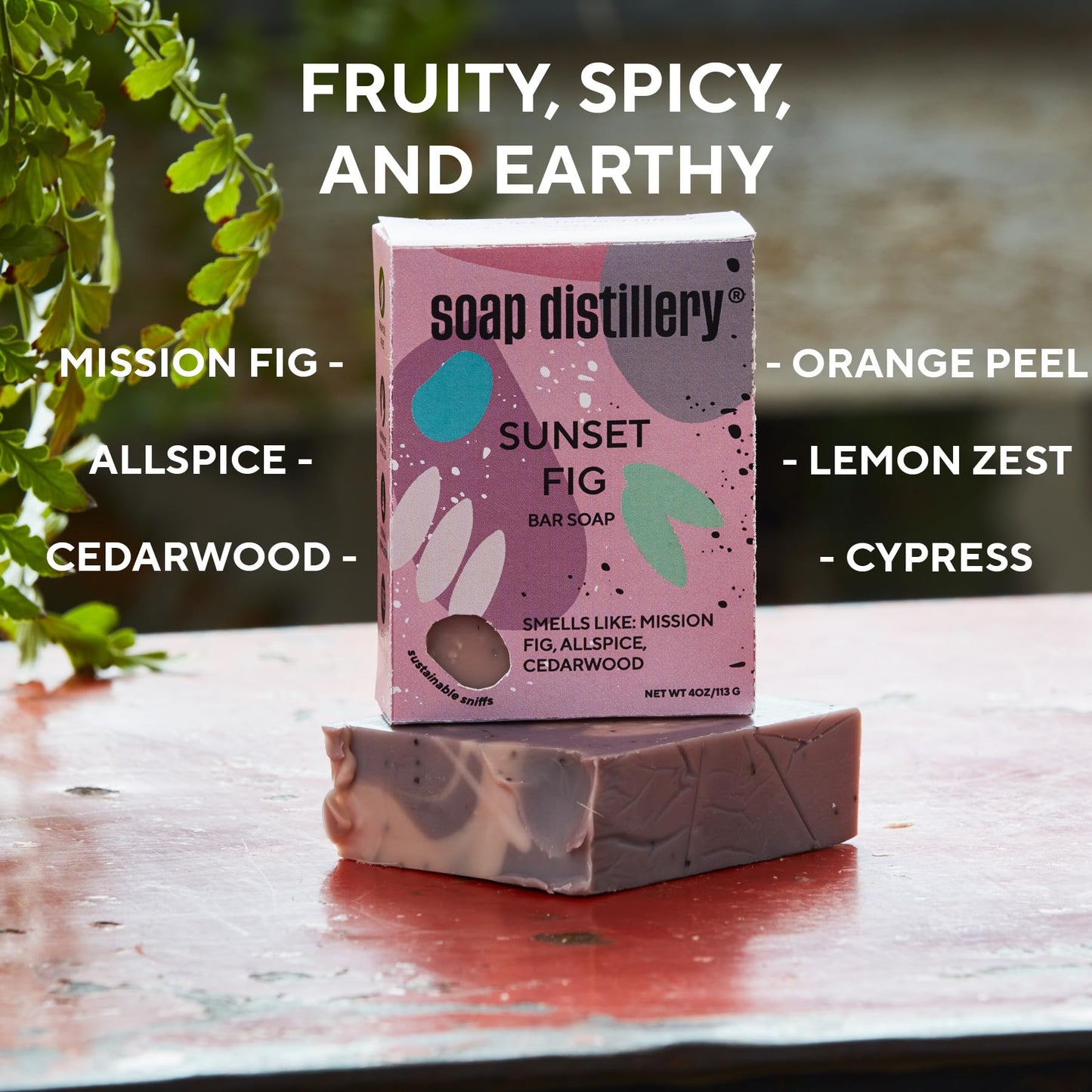 Soap Distillery Sunset Fig Bar Soap Two Pack - Fruity and Spicy Fragrance - Soap for Women - Soap for Men - Spicy and Fresh Fruity Scent
