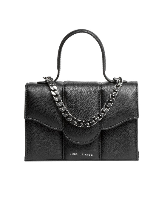 Liselle Kiss Meli Embossed Bag, Black Pebble Leather