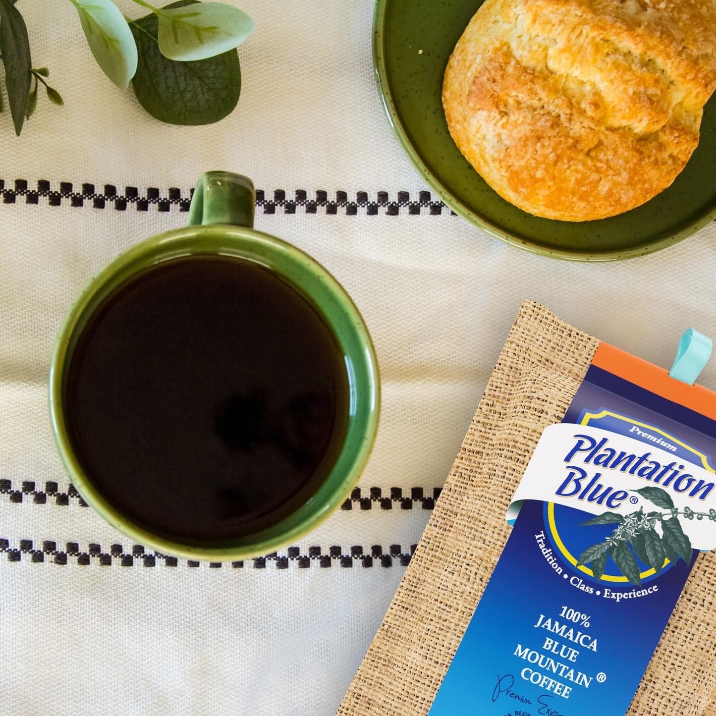 Plantation Blue 100% Jamaica Blue Mountain Coffee - Dark Roasted Coffee Dark Roast (12oz, Dark Roast Beans)